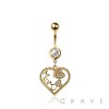 316L SURGICAL STEEL MOM HEART DANGLE BELLY BUTTON NAVEL RING 
